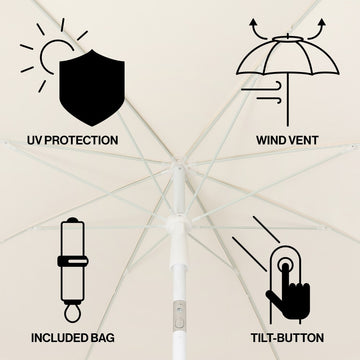 Mariner 6.5 ft. Classic Cottage Fringe Tassel Market Beach Umbrella